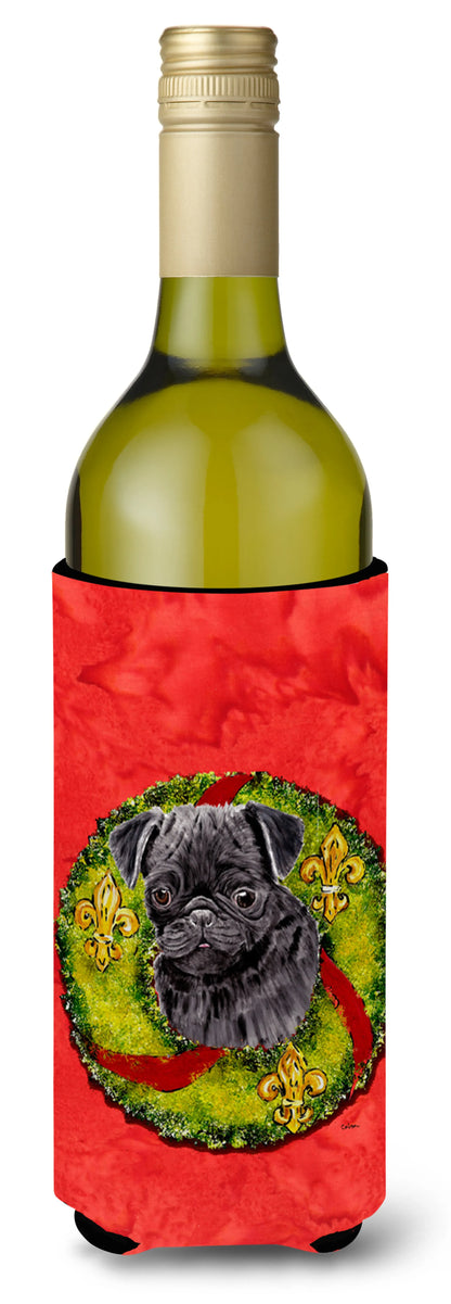 Christmas Wreath Design with Dog Wine Bottle Hugger