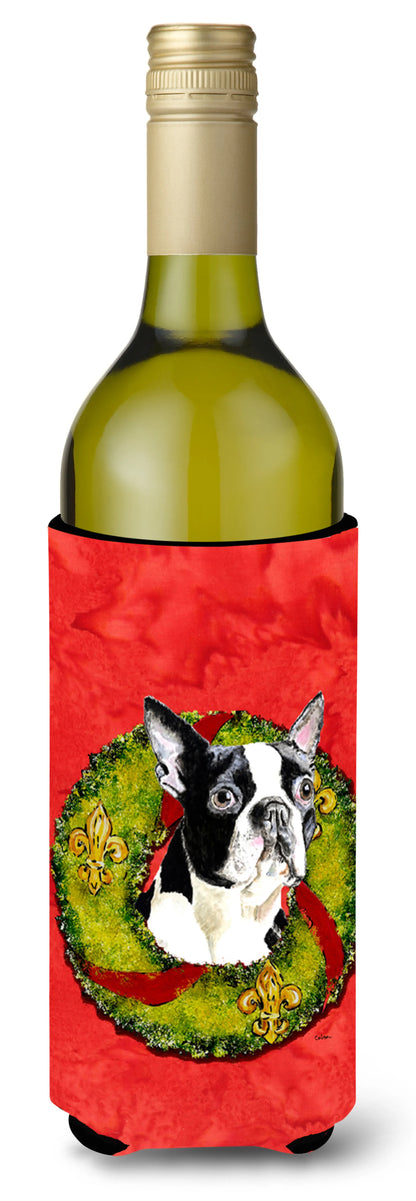 Christmas Wreath Design with Dog Wine Bottle Hugger