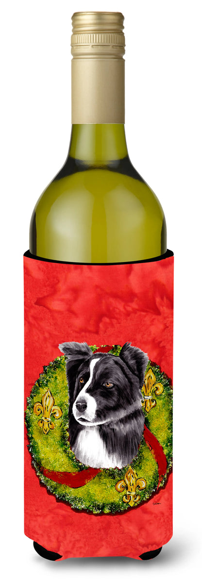 Christmas Wreath Design with Dog Wine Bottle Hugger