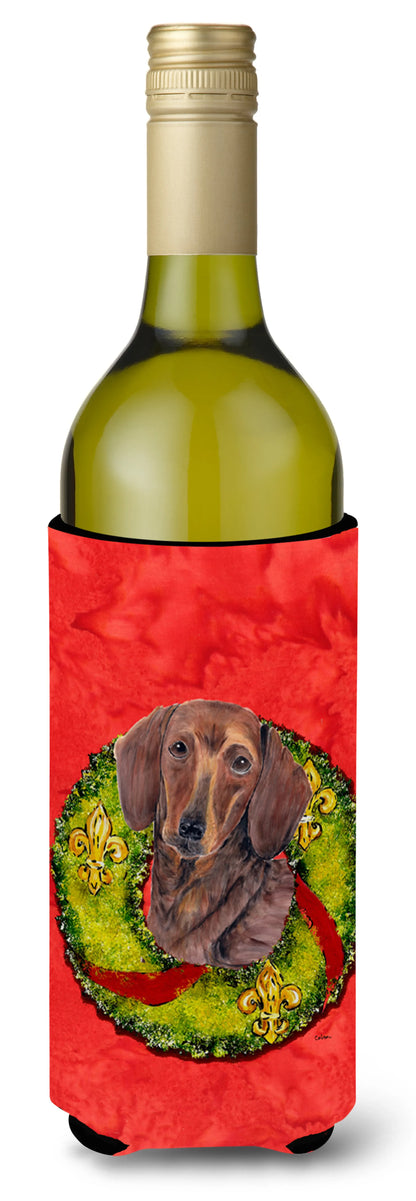 Christmas Wreath Design with Dog Wine Bottle Hugger