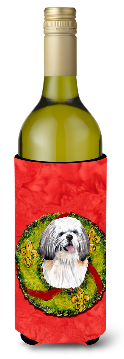 Christmas Wreath Design with Dog Wine Bottle Hugger