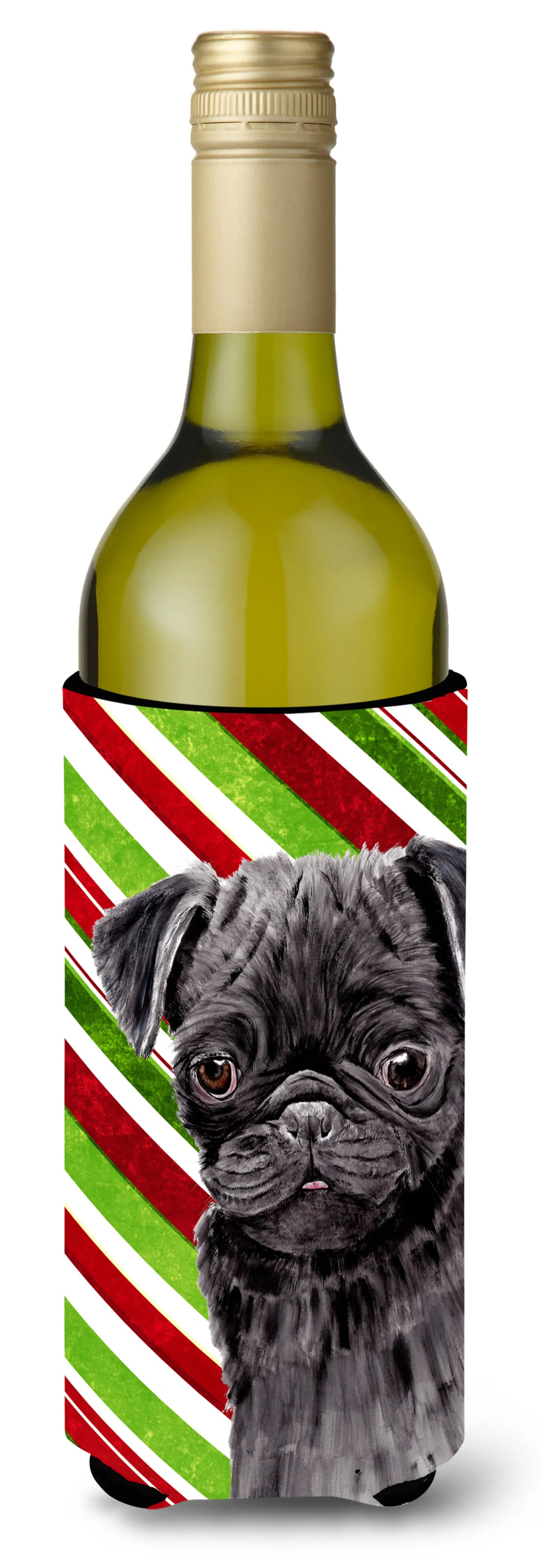 Candy Cane Christmas Design with Dog Wine Bottle Hugger