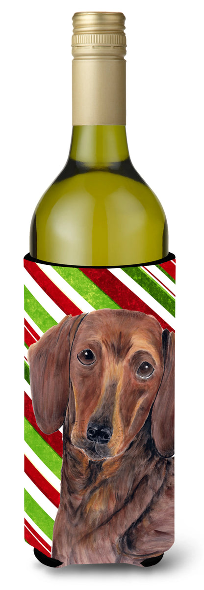 Candy Cane Christmas Design with Dog Wine Bottle Hugger