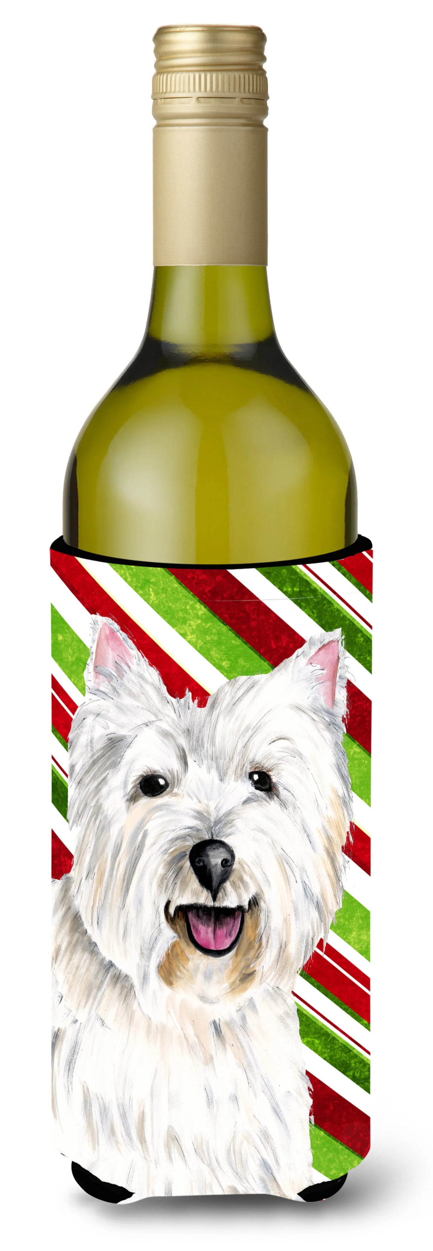 Candy Cane Christmas Design with Dog Wine Bottle Hugger