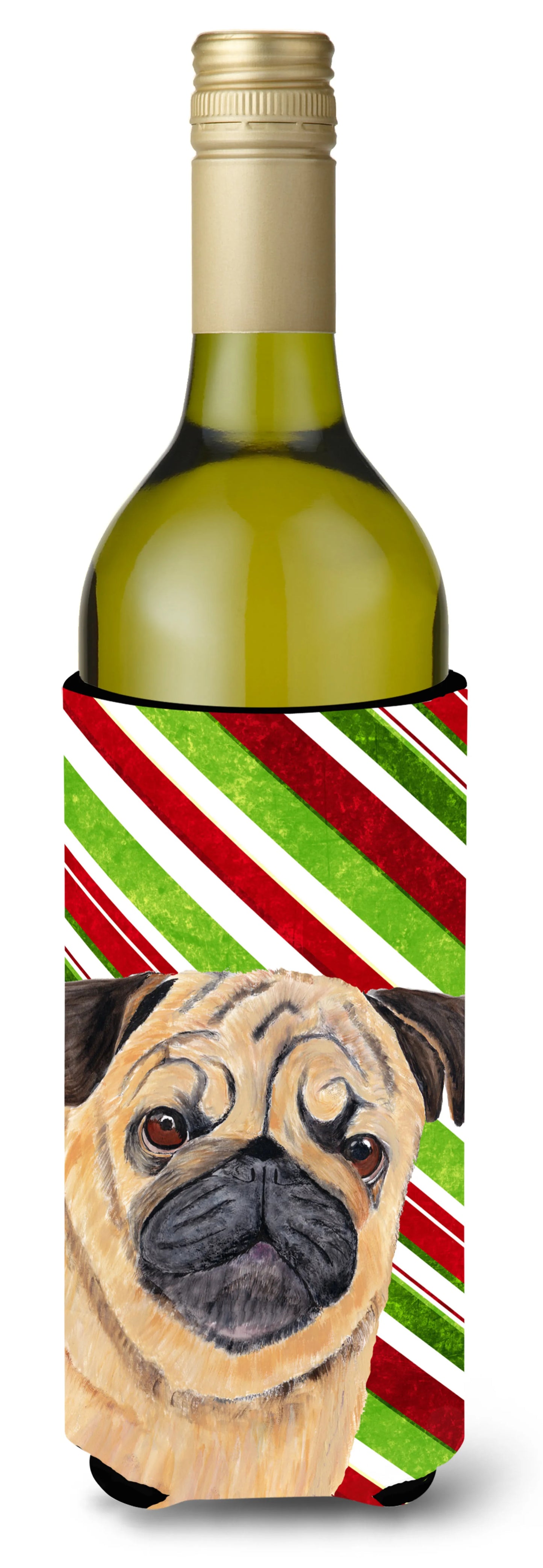 Candy Cane Christmas Design with Dog Wine Bottle Hugger