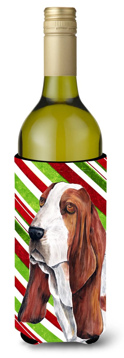 Candy Cane Christmas Design with Dog Wine Bottle Hugger