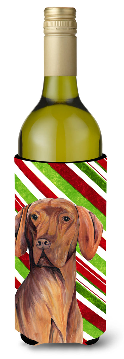 Candy Cane Christmas Design with Dog Wine Bottle Hugger