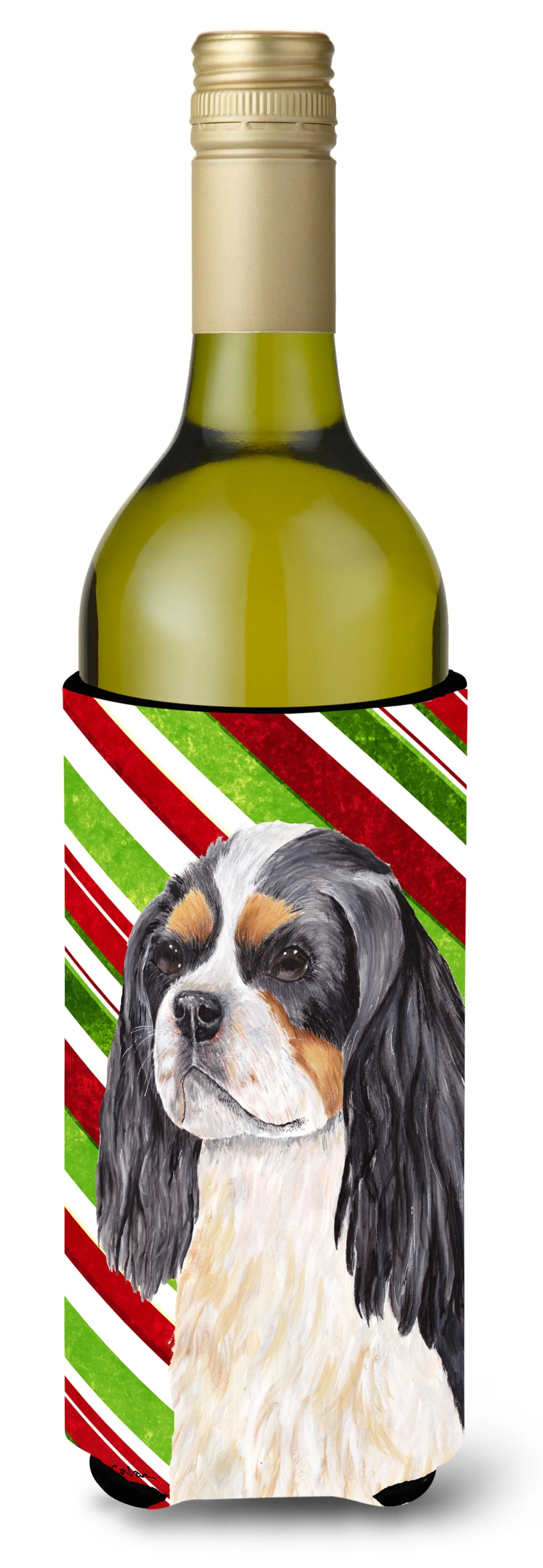 Candy Cane Christmas Design with Dog Wine Bottle Hugger