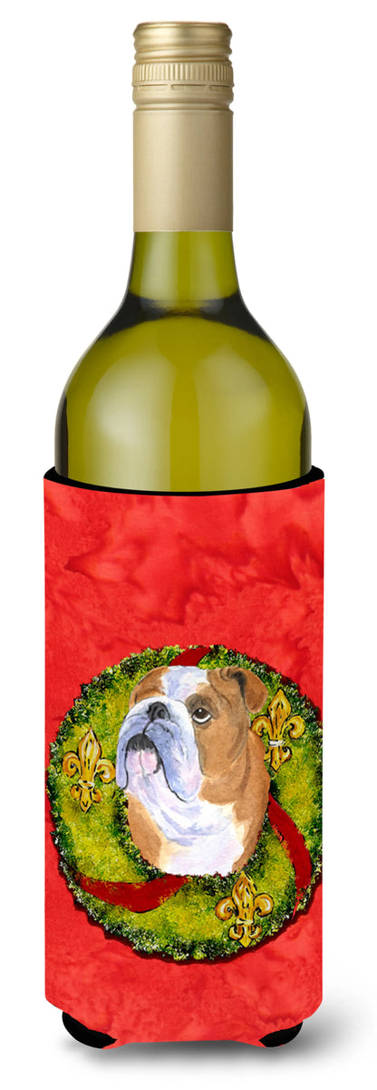 Christmas Wreath Design with Dog Wine Bottle Hugger