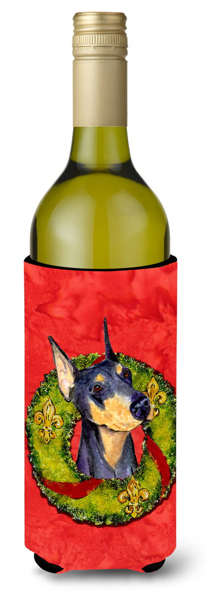 Christmas Wreath Design with Dog Wine Bottle Hugger