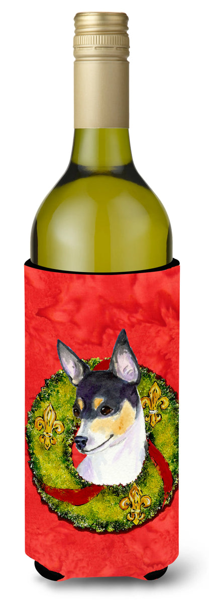 Christmas Wreath Design with Dog Wine Bottle Hugger