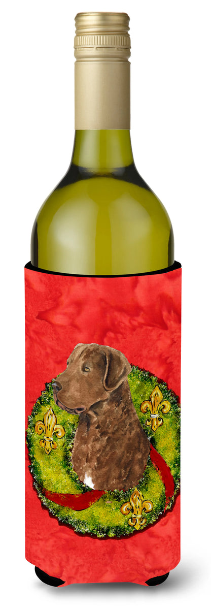 Christmas Wreath Design with Dog Wine Bottle Hugger