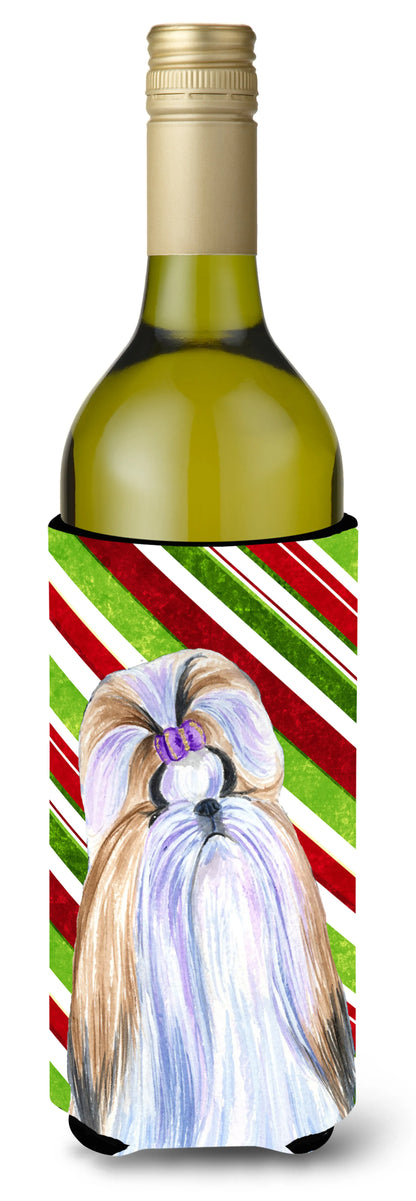 Candy Cane Christmas Design with Dog Wine Bottle Hugger