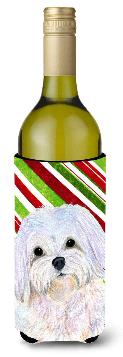 Candy Cane Christmas Design with Dog Wine Bottle Hugger