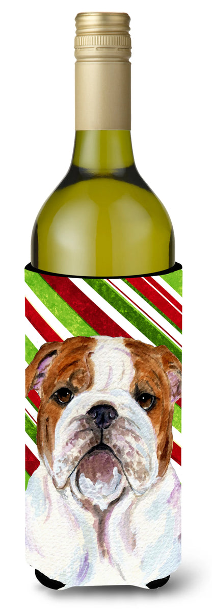 Candy Cane Christmas Design with Dog Wine Bottle Hugger