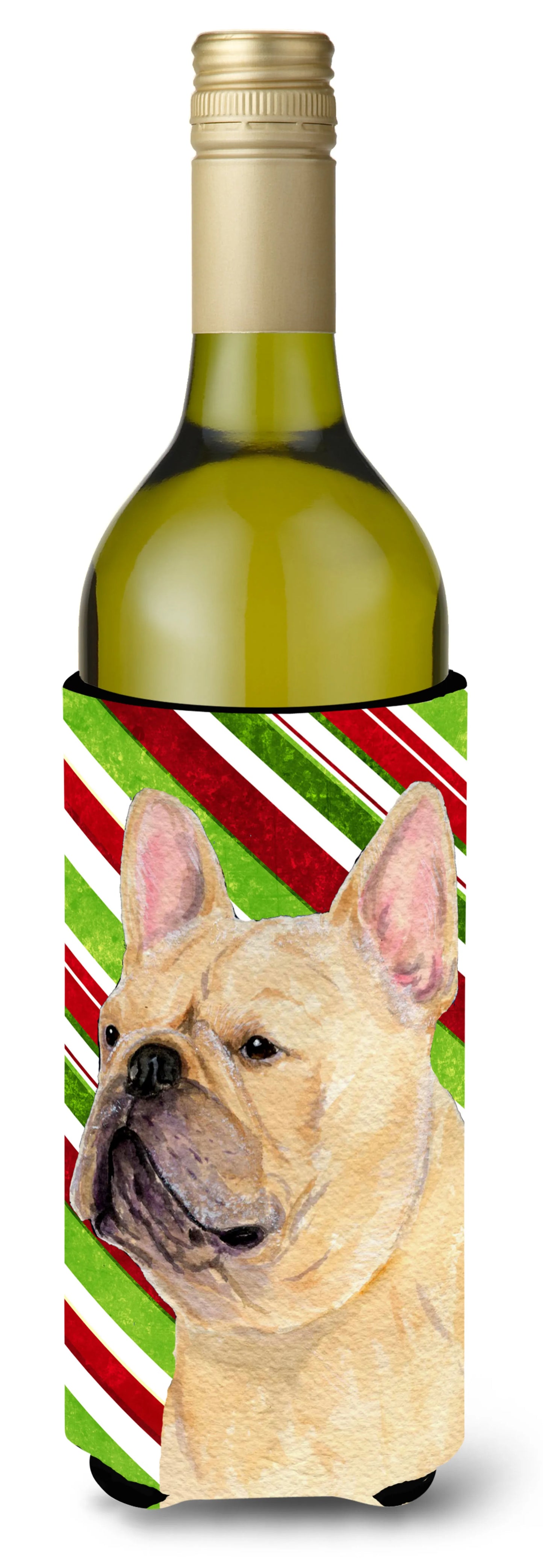 Candy Cane Christmas Design with Dog Wine Bottle Hugger