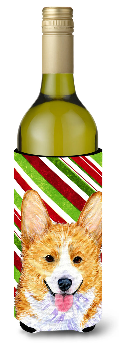 Candy Cane Christmas Design with Dog Wine Bottle Hugger