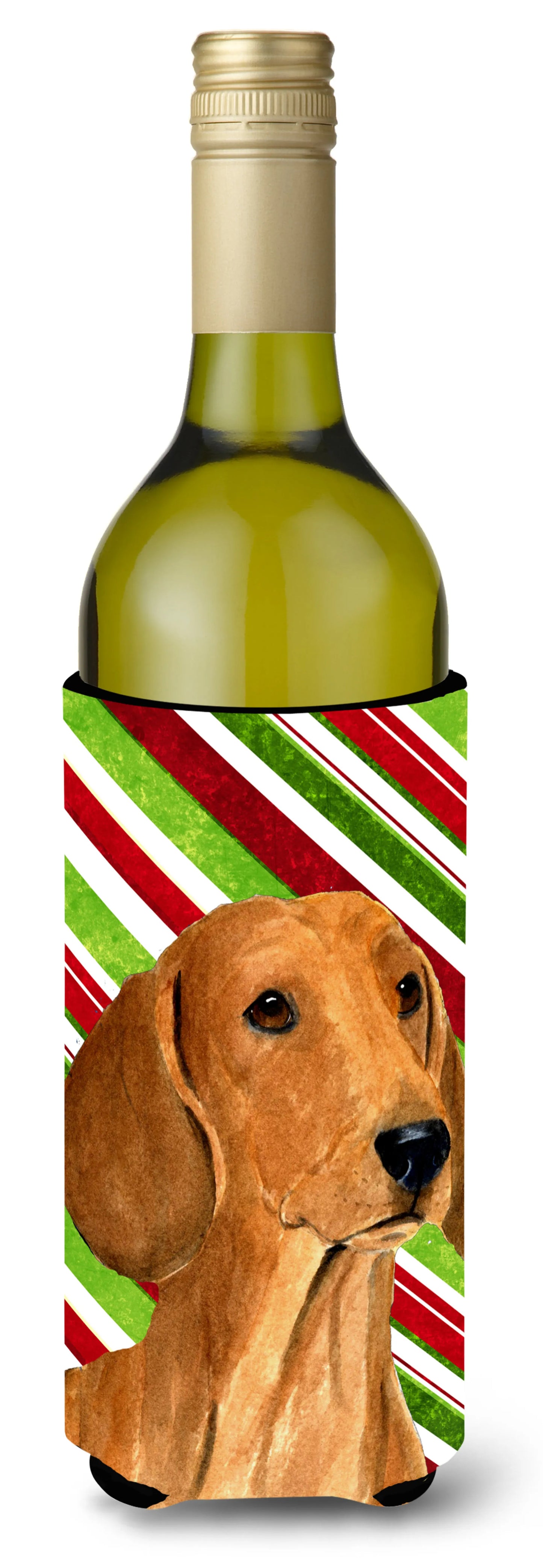 Candy Cane Christmas Design with Dog Wine Bottle Hugger