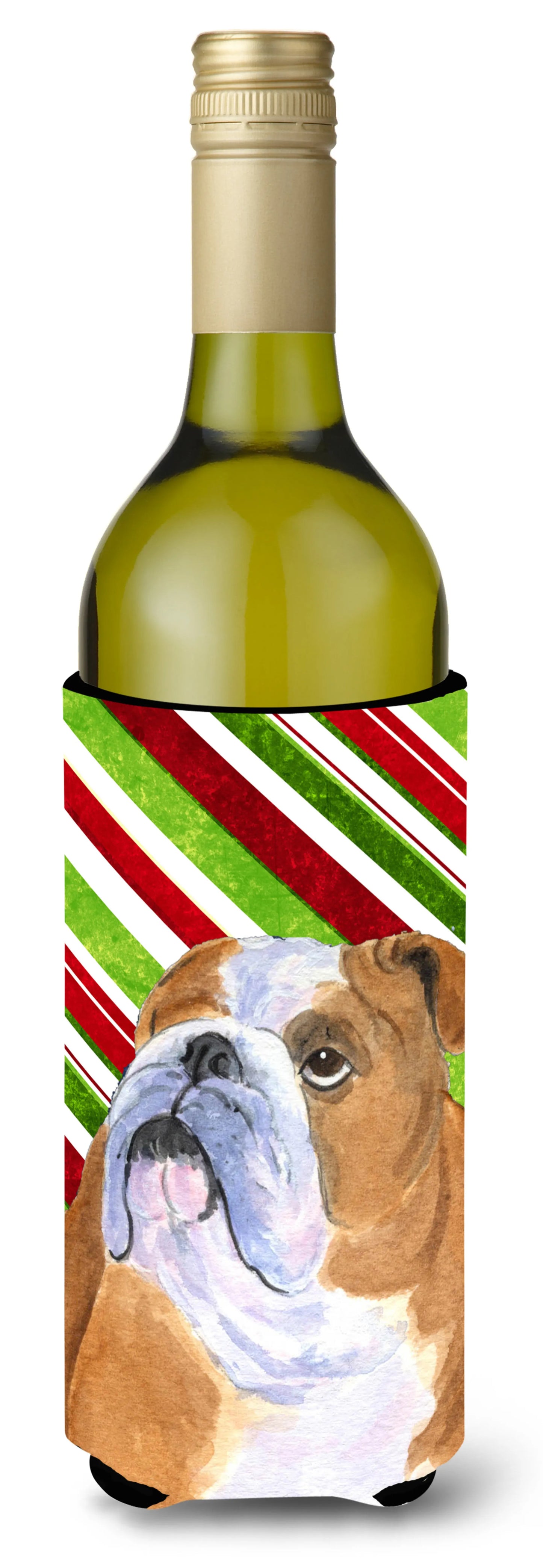 Candy Cane Christmas Design with Dog Wine Bottle Hugger