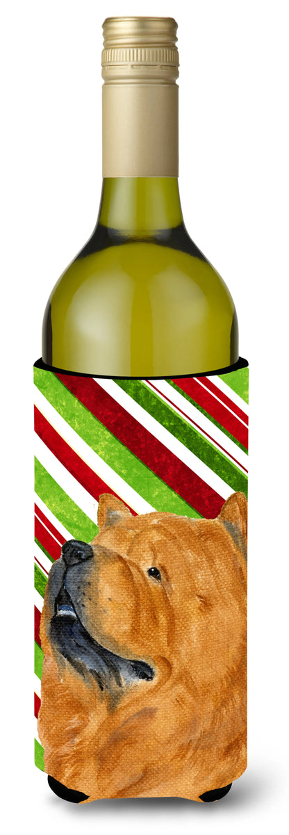 Candy Cane Christmas Design with Dog Wine Bottle Hugger