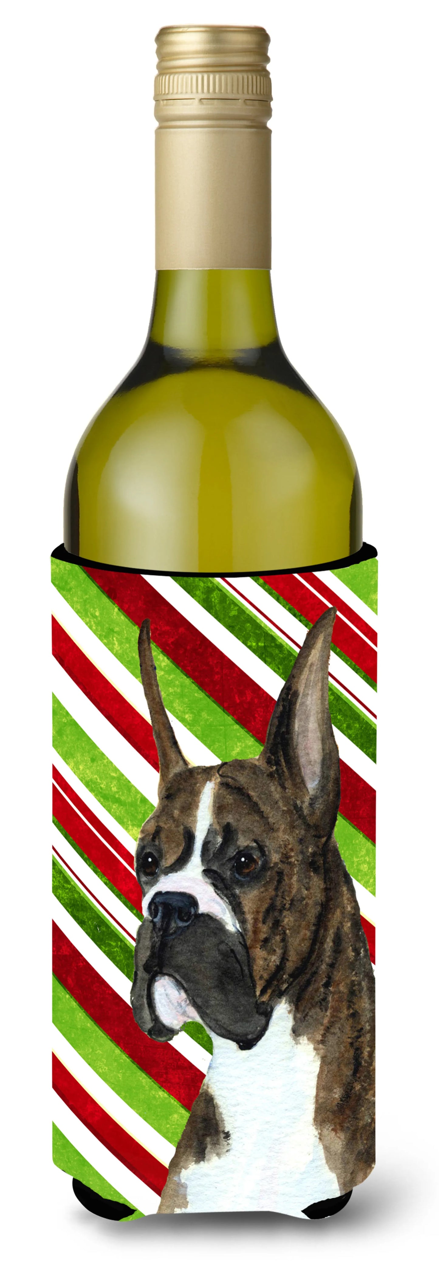 Candy Cane Christmas Design with Dog Wine Bottle Hugger