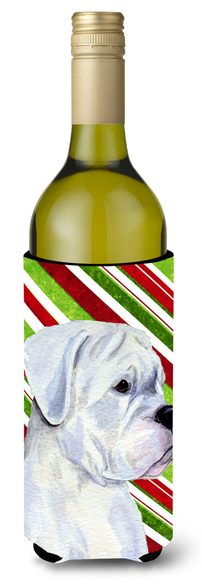 Candy Cane Christmas Design with Dog Wine Bottle Hugger