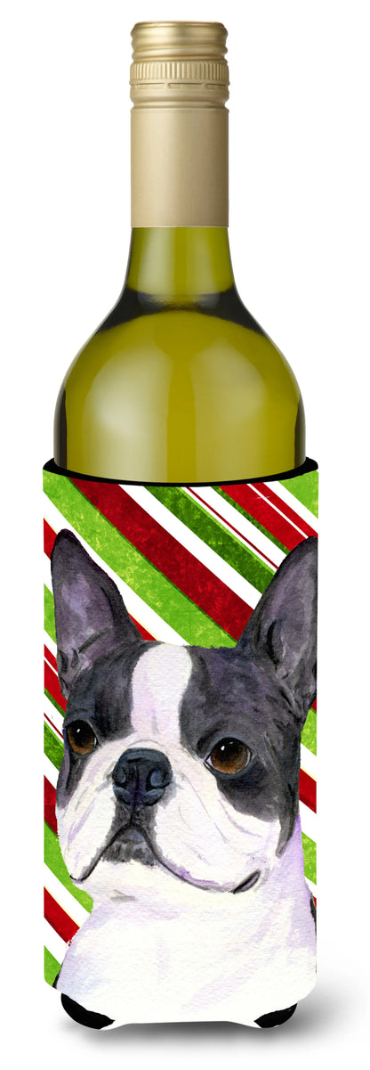 Candy Cane Christmas Design with Dog Wine Bottle Hugger