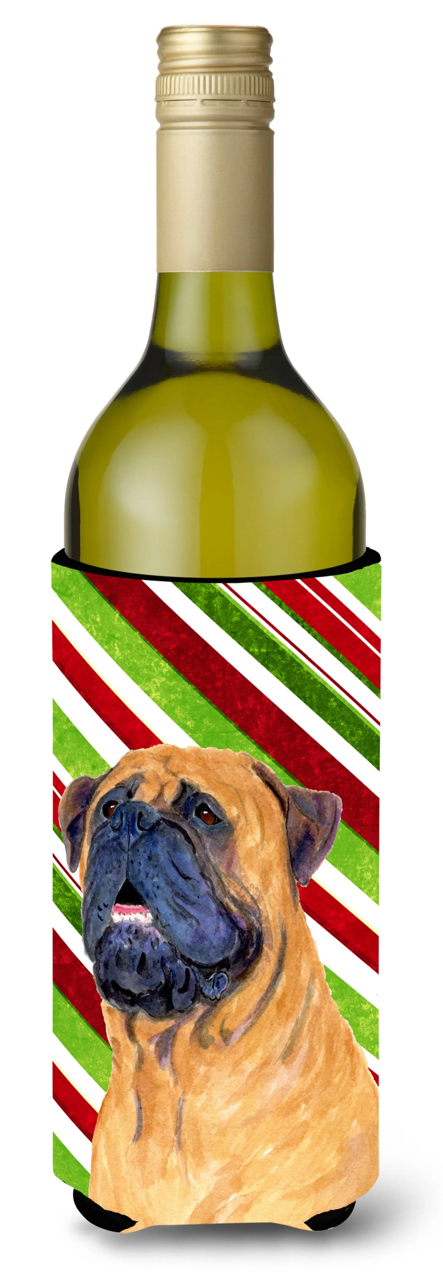 Candy Cane Christmas Design with Dog Wine Bottle Hugger