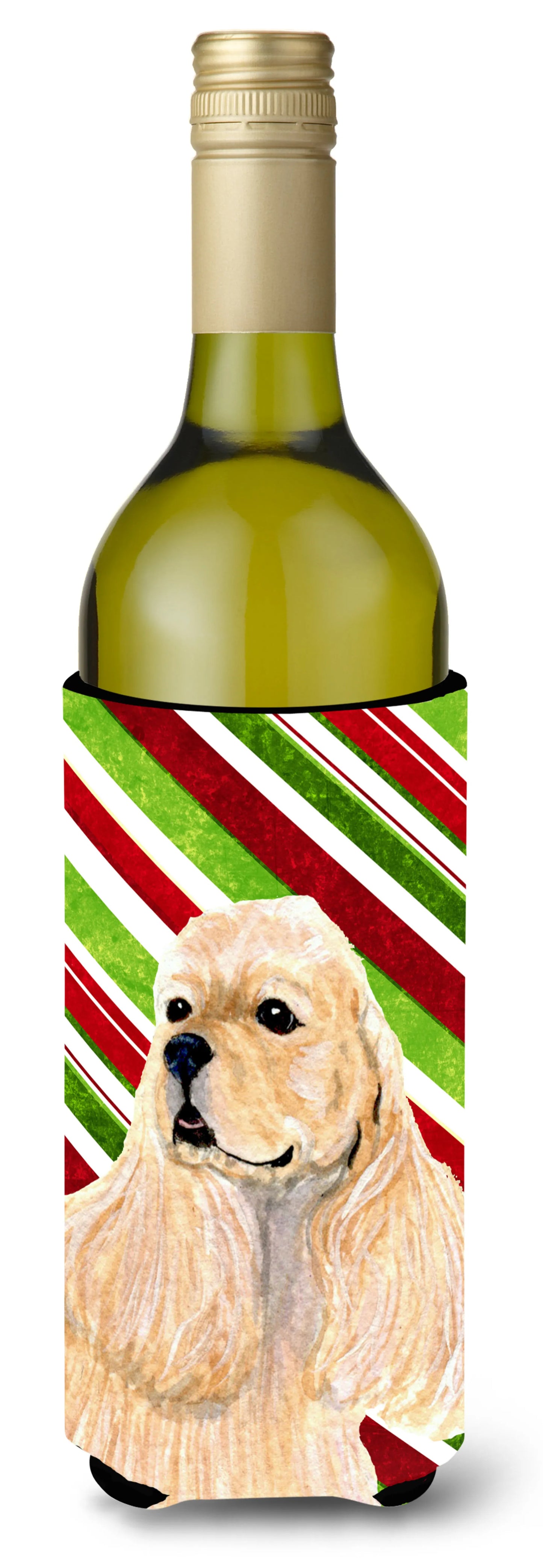 Candy Cane Christmas Design with Dog Wine Bottle Hugger