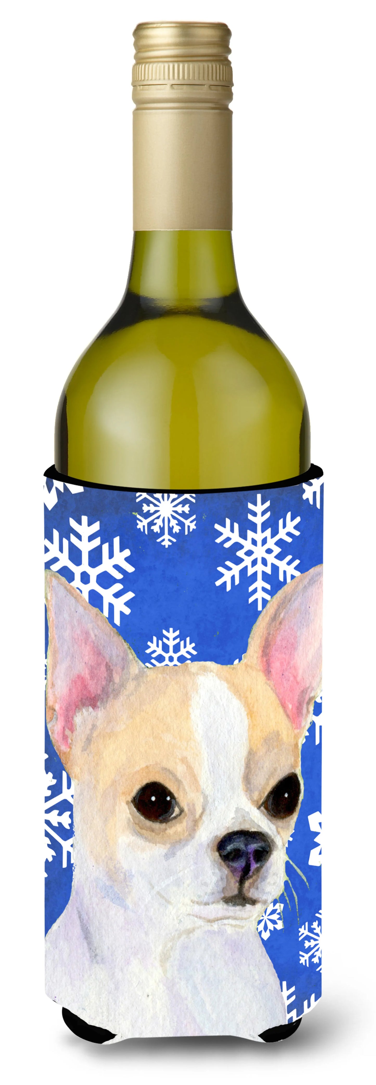 Christmas Dog Art Wine Bottle Hugger