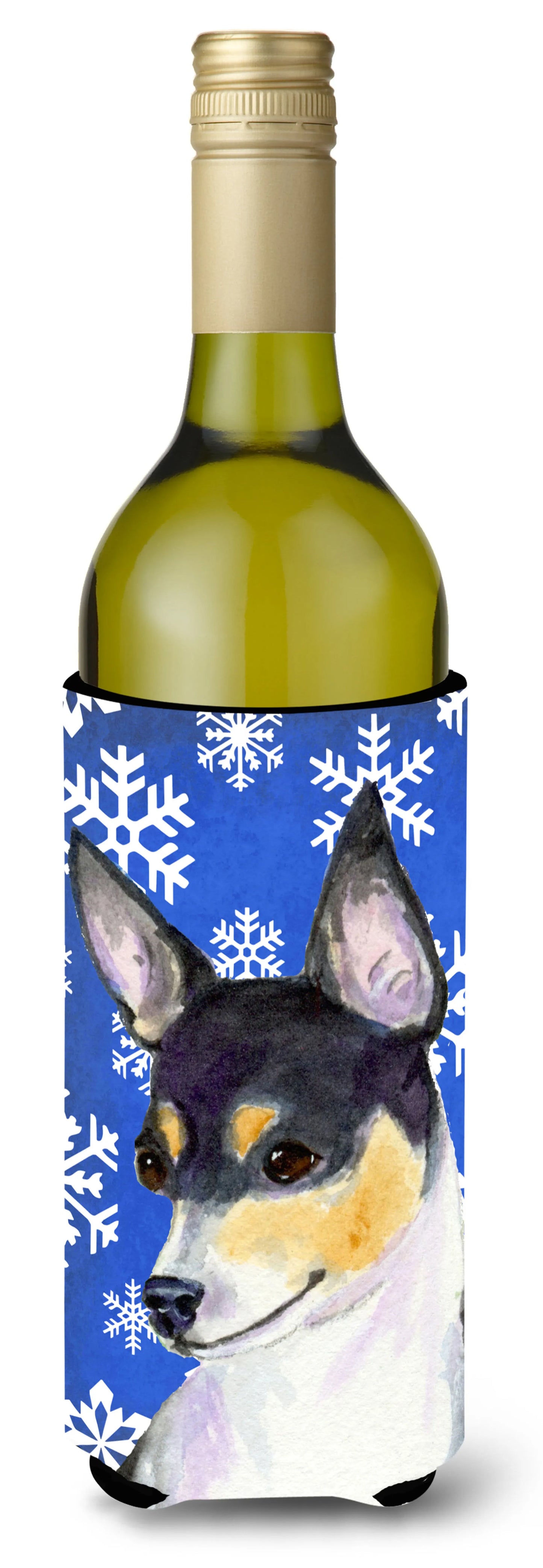 Christmas Dog Art Wine Bottle Hugger