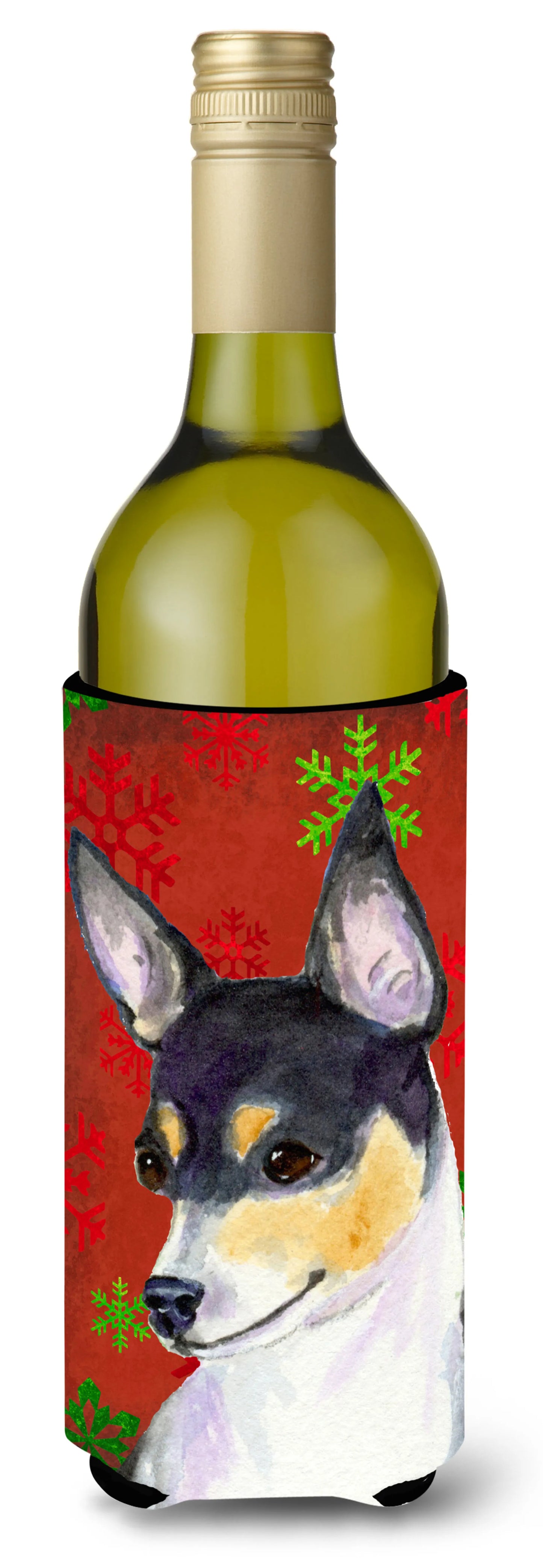 Christmas Dog Art Wine Bottle Hugger