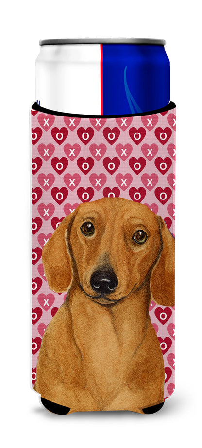 Hearts Love and Valentine's Day Design with Dog Ultra Hugger for slim cans