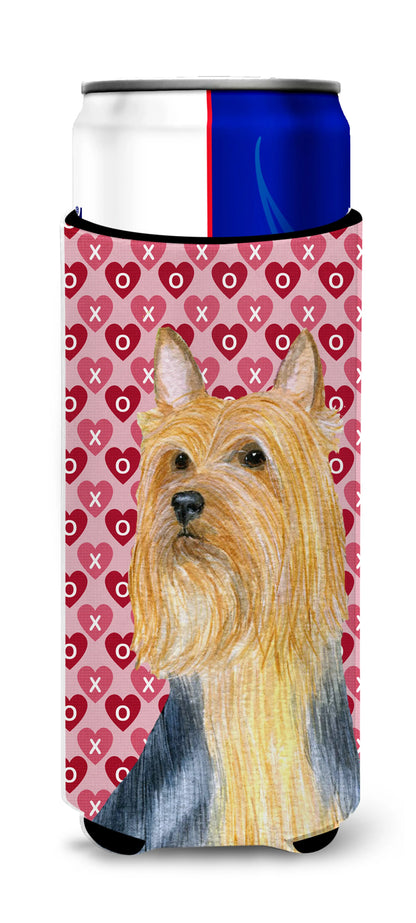 Hearts Love and Valentine's Day Design with Dog Ultra Hugger for slim cans