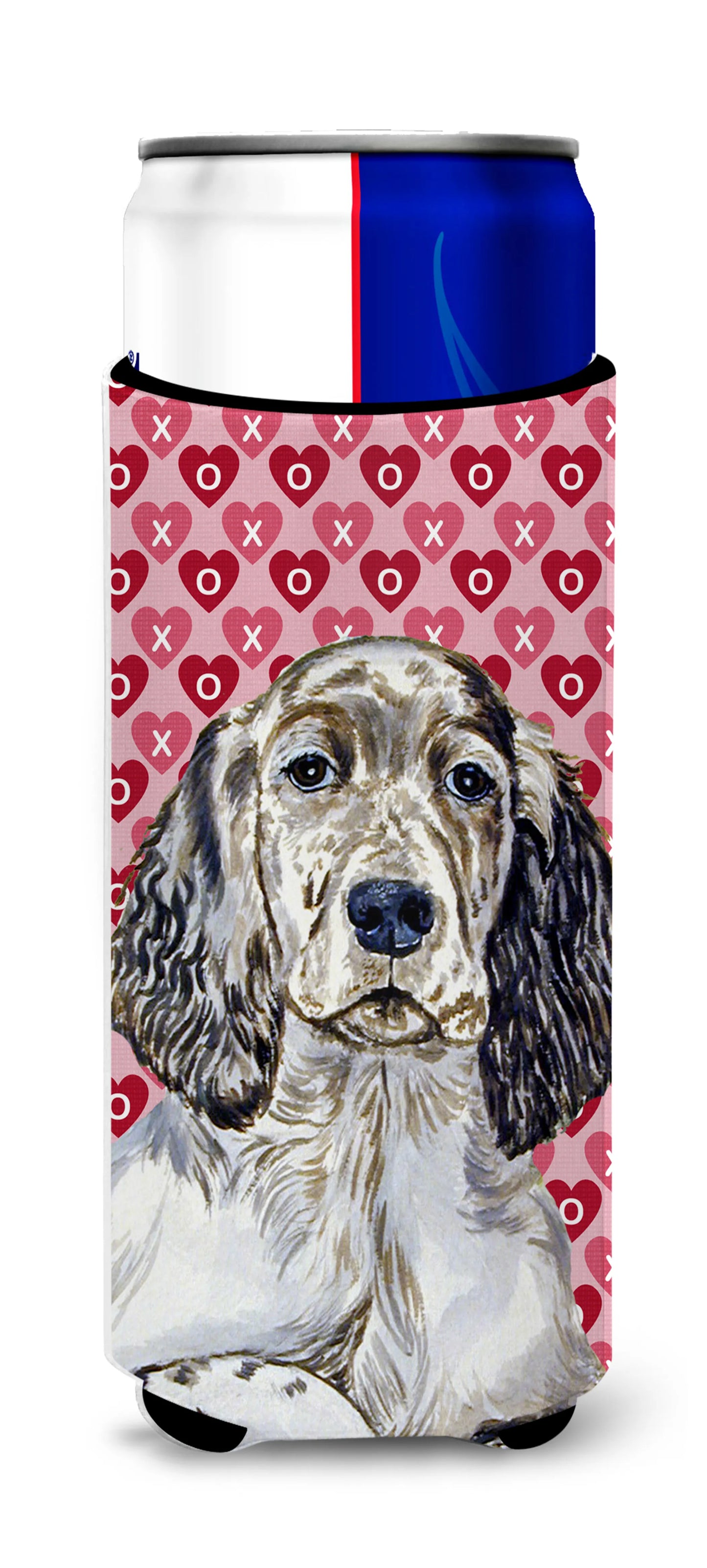 Hearts Love and Valentine's Day Design with Dog Ultra Hugger for slim cans