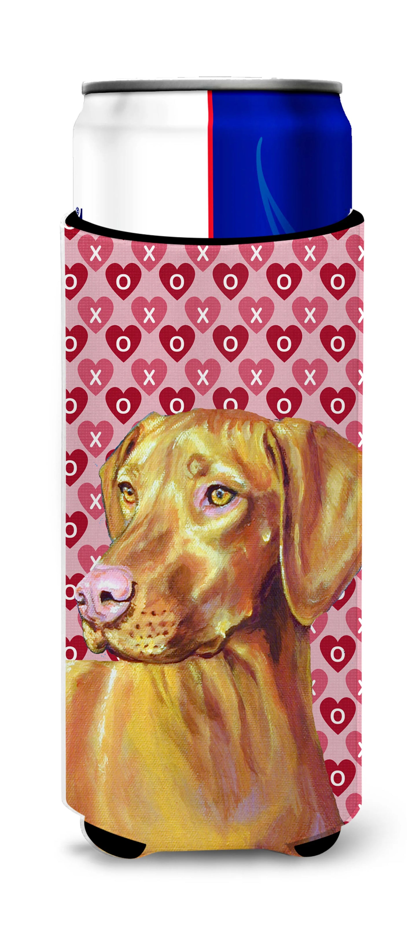 Hearts Love and Valentine's Day Design with Dog Ultra Hugger for slim cans