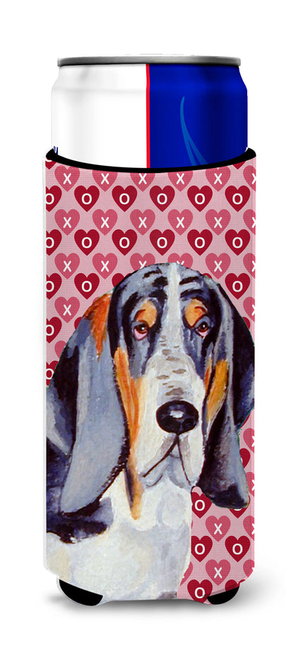 Hearts Love and Valentine's Day Design with Dog Ultra Hugger for slim cans