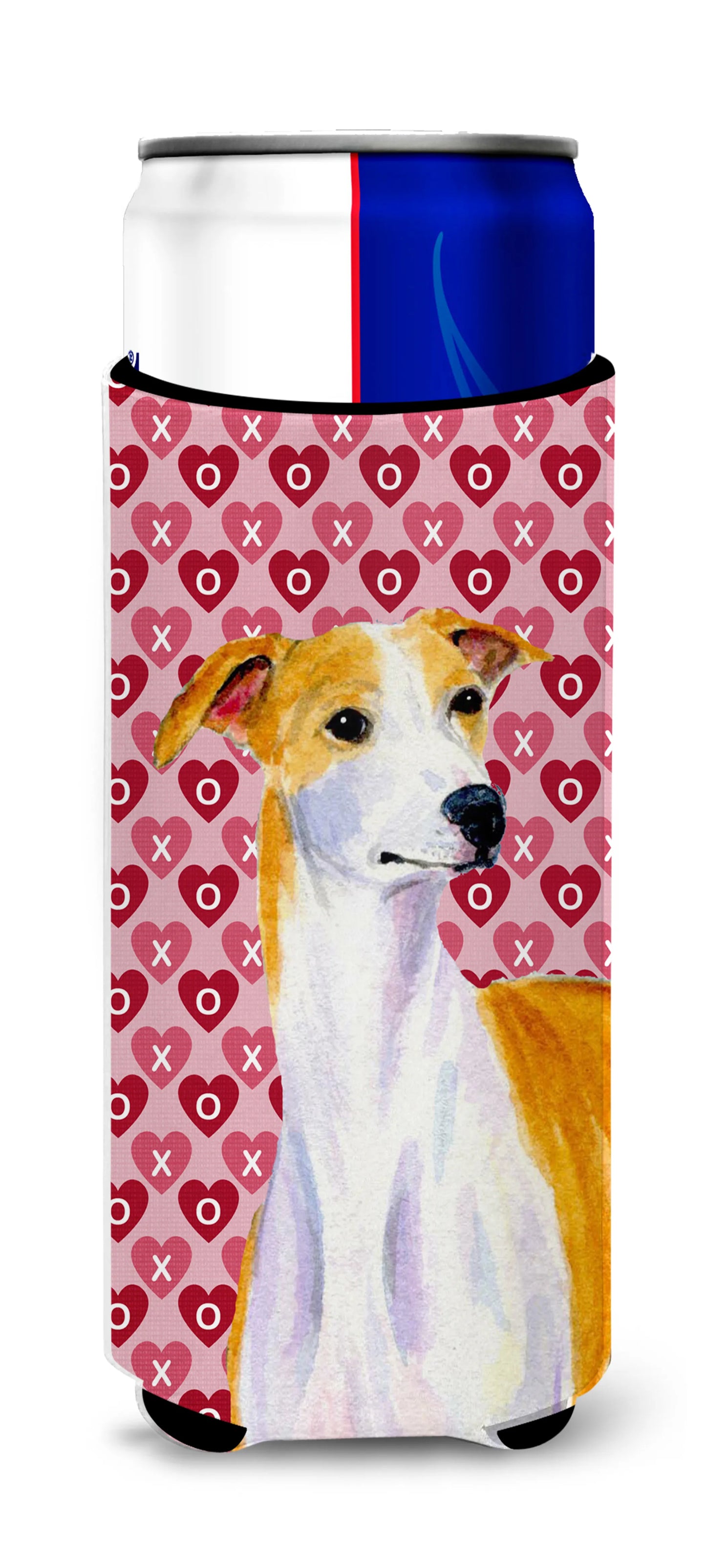 Hearts Love and Valentine's Day Design with Dog Ultra Hugger for slim cans