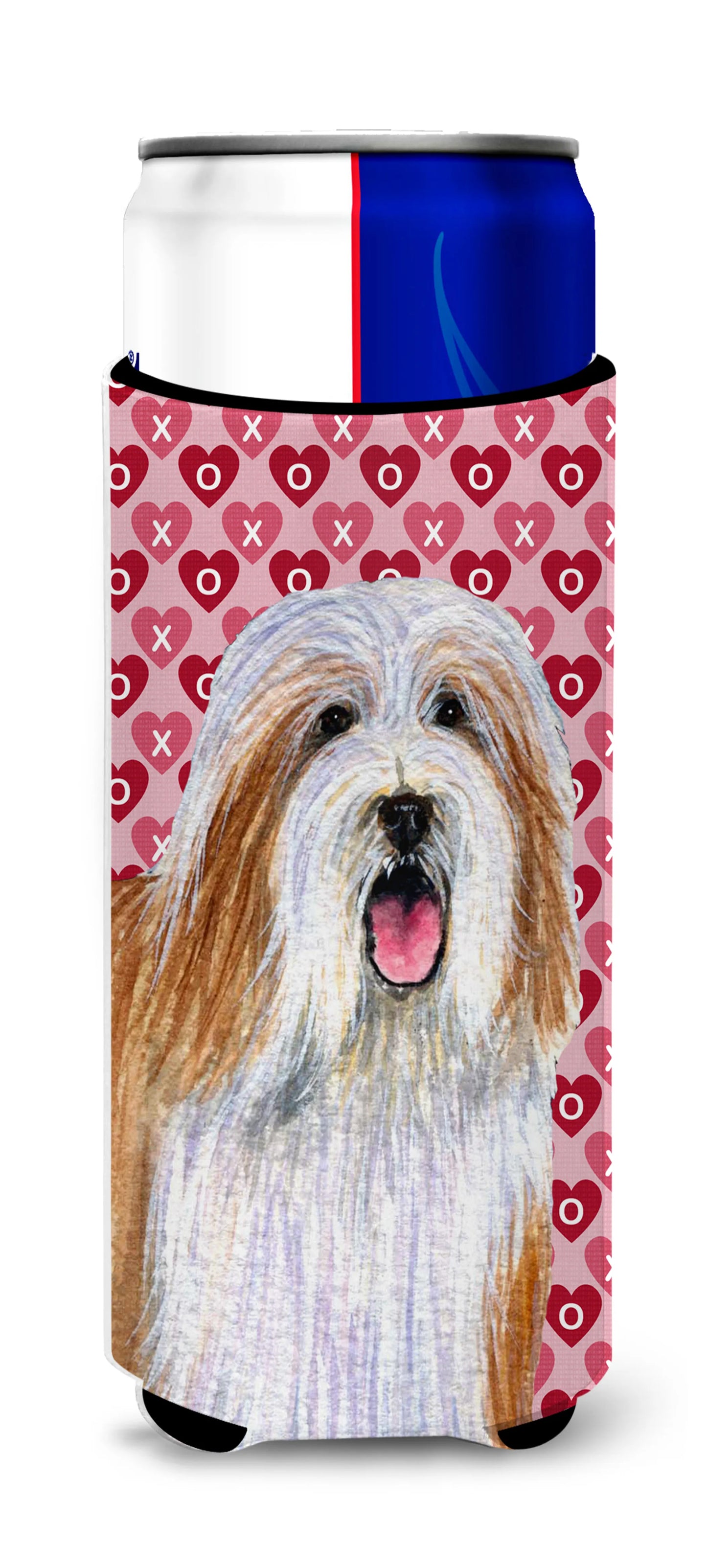 Hearts Love and Valentine's Day Design with Dog Ultra Hugger for slim cans