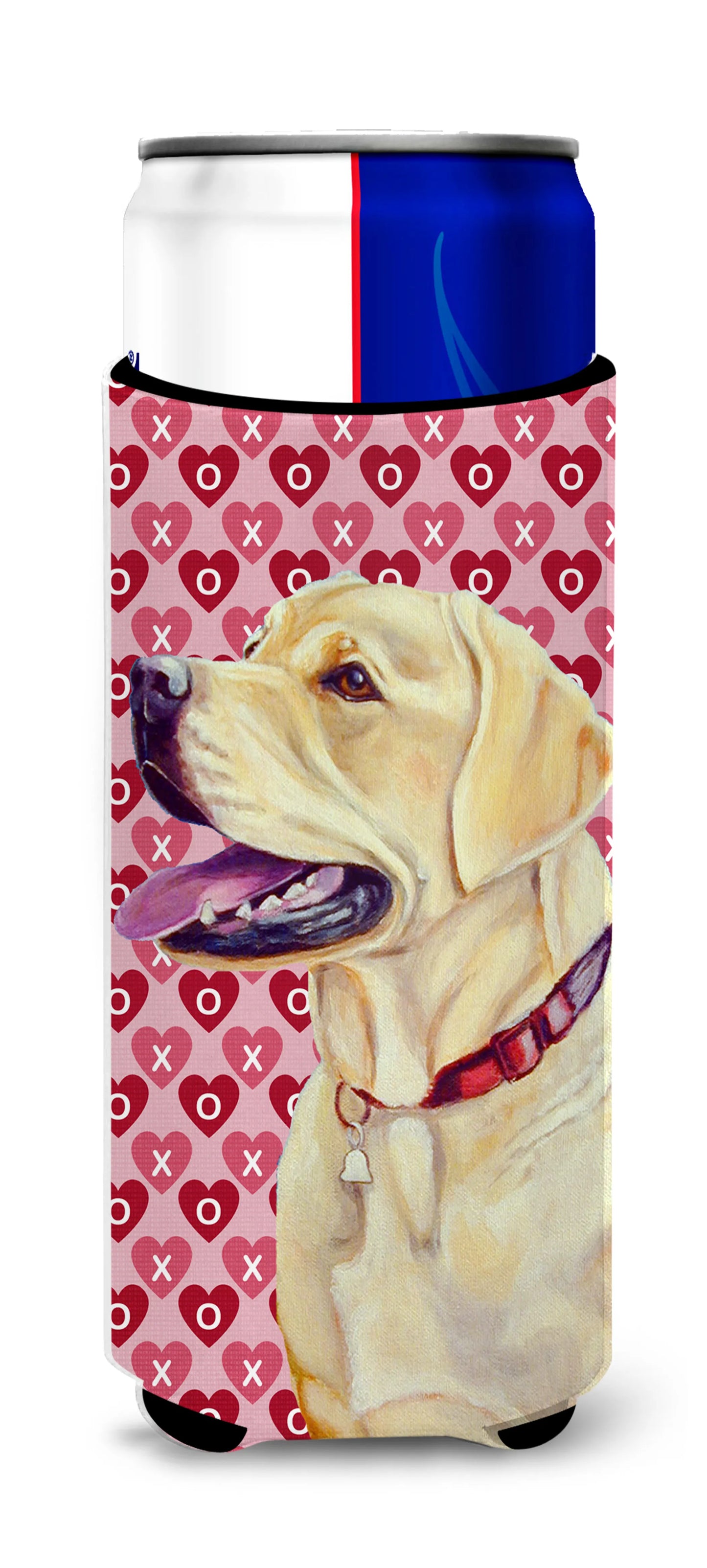 Hearts Love and Valentine's Day Design with Dog Ultra Hugger for slim cans