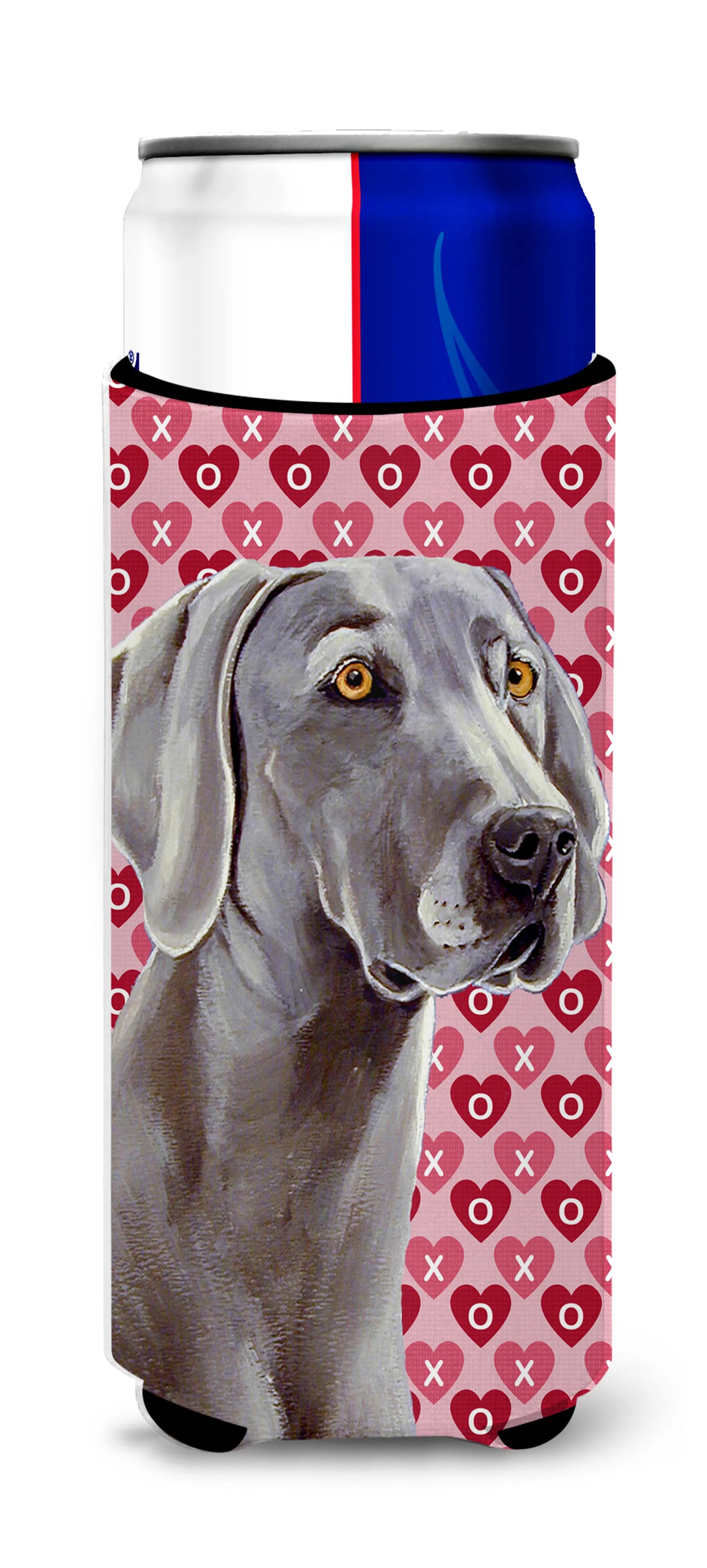 Hearts Love and Valentine's Day Design with Dog Ultra Hugger for slim cans