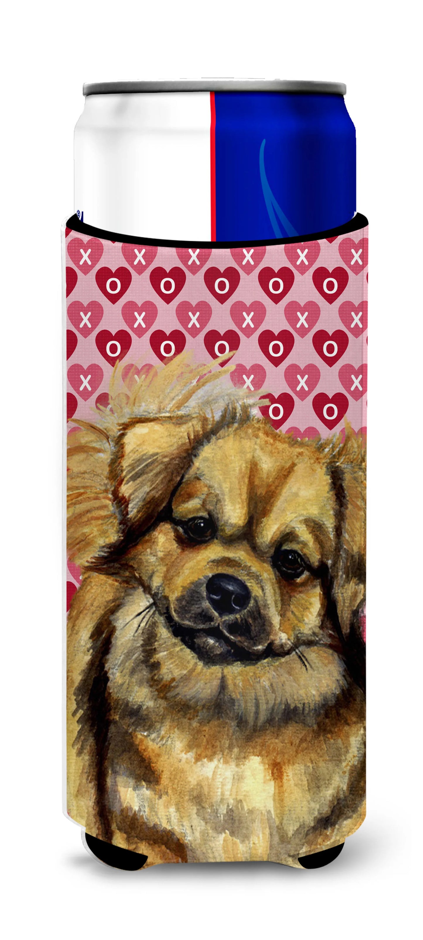 Hearts Love and Valentine's Day Design with Dog Ultra Hugger for slim cans