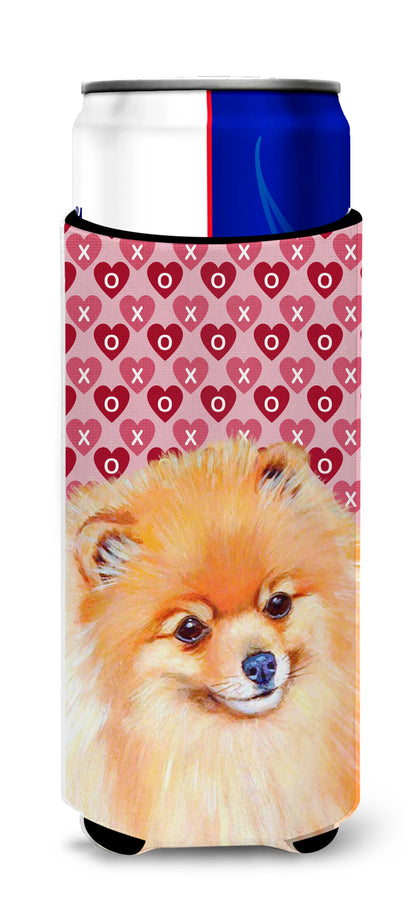 Hearts Love and Valentine's Day Design with Dog Ultra Hugger for slim cans