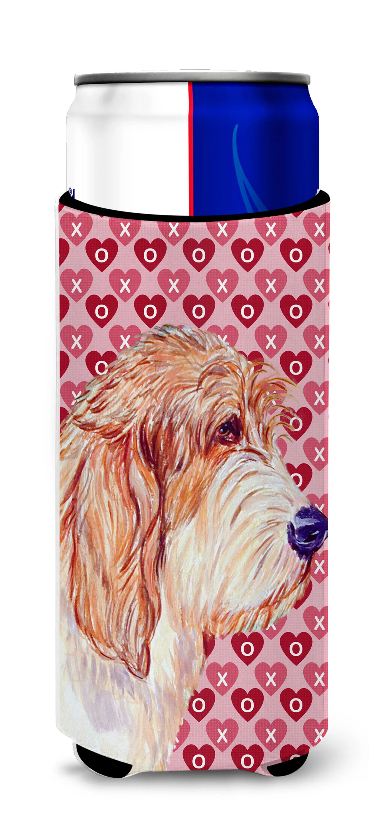 Hearts Love and Valentine's Day Design with Dog Ultra Hugger for slim cans