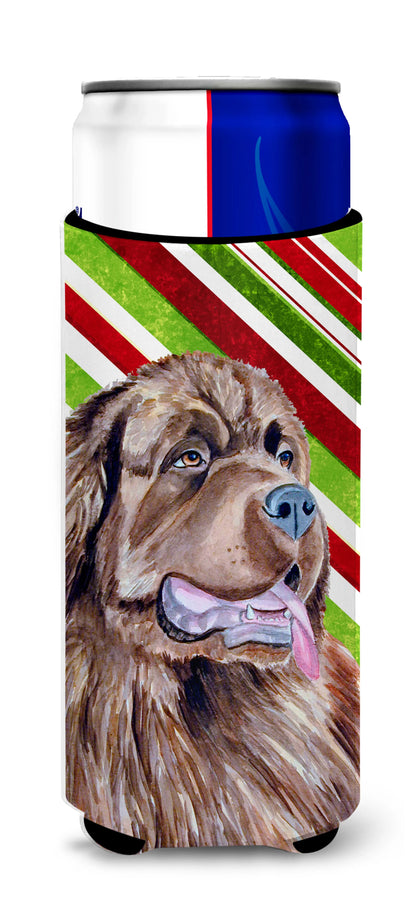 Candy Cane Holiday Christmas Design with Dog Ultra Hugger for slim cans