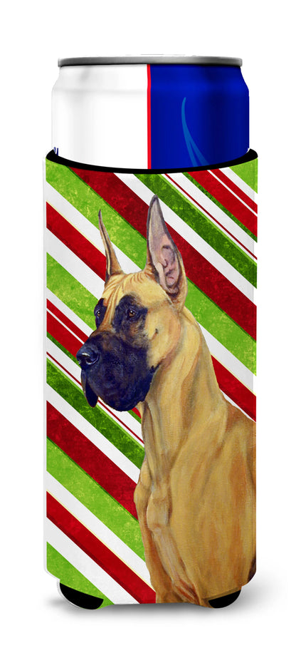 Candy Cane Holiday Christmas Design with Dog Ultra Hugger for slim cans