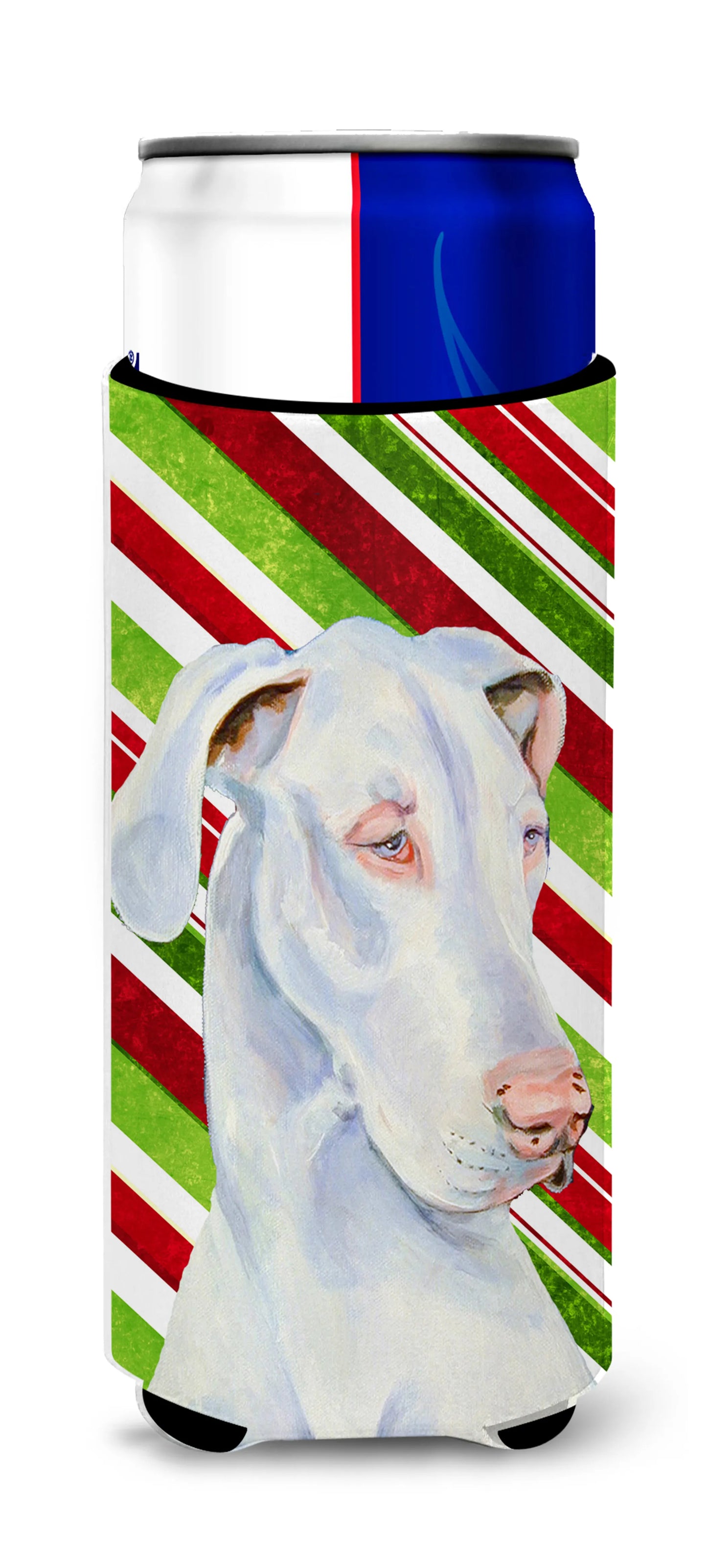 Candy Cane Holiday Christmas Design with Dog Ultra Hugger for slim cans