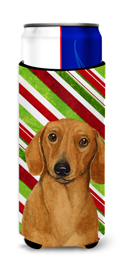 Candy Cane Holiday Christmas Design with Dog Ultra Hugger for slim cans