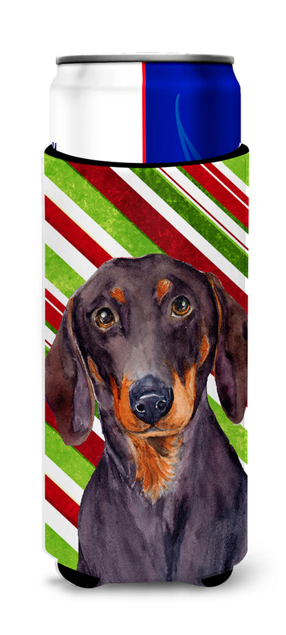 Candy Cane Holiday Christmas Design with Dog Ultra Hugger for slim cans