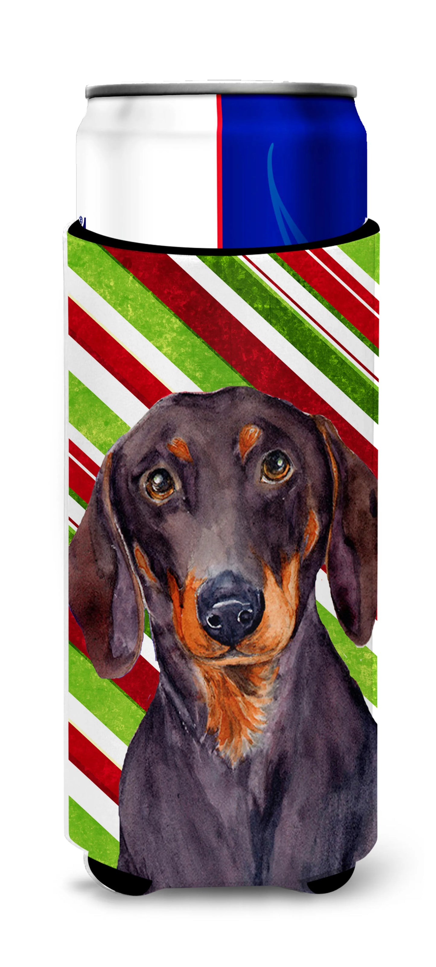 Candy Cane Holiday Christmas Design with Dog Ultra Hugger for slim cans